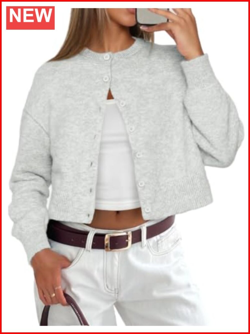 Cropped Cardigan Sweater Lightweight Open Front Knit Fall Spring Outfit